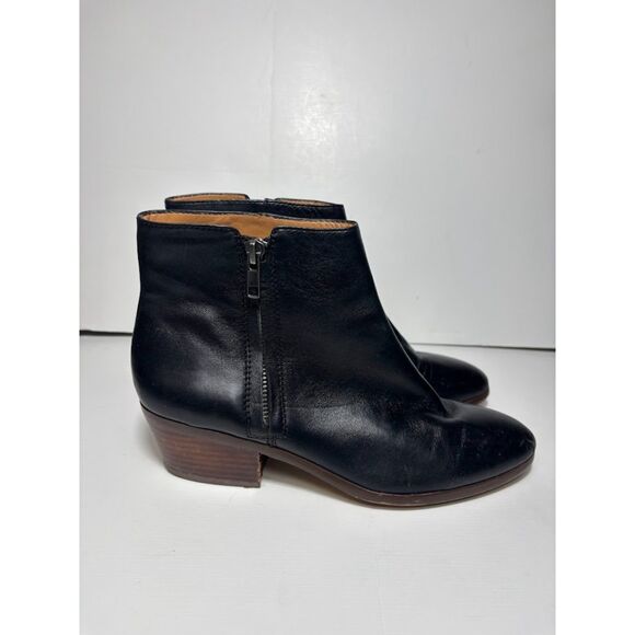 J.CREW Reagan Black Leather Zip Casual Ankle Booties Boots Womens Size 8 Minimal - Picture 2 of 7